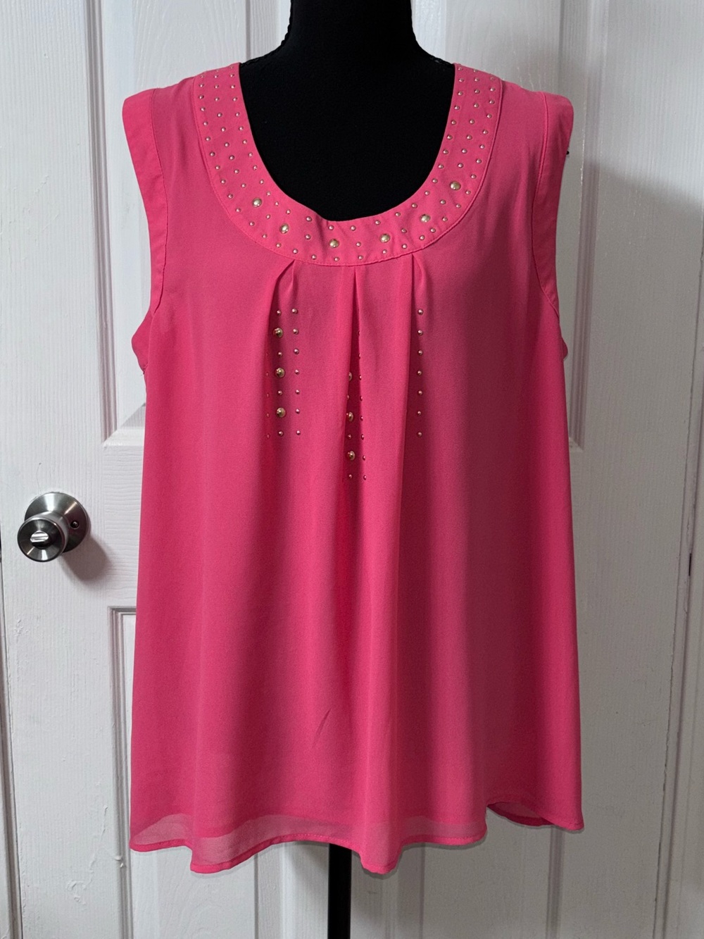 NY Collection Pink Stud-Accent Sleeveless Camisole